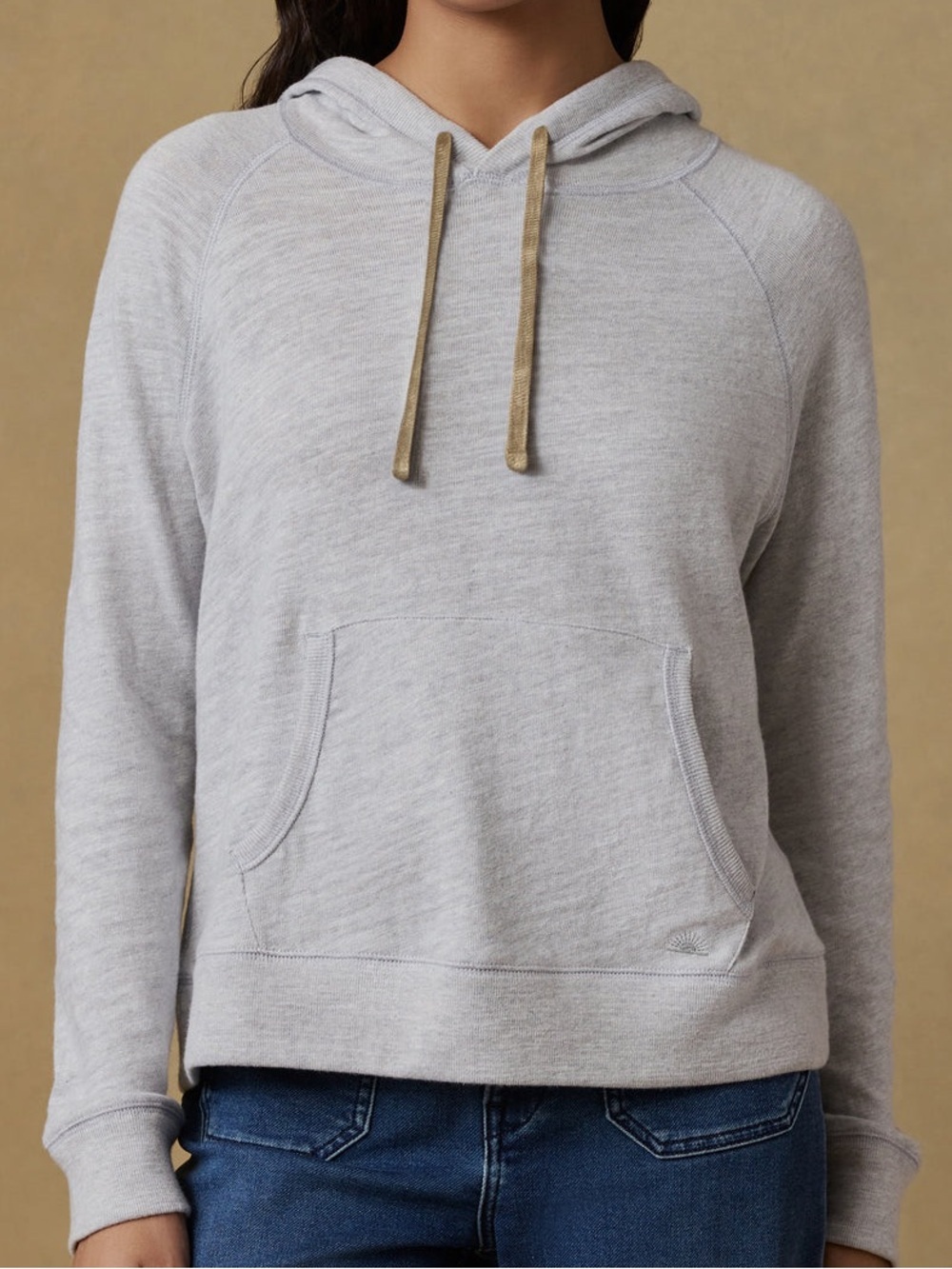 FAHERTY Sunwashed Organic Hoodie - Light Grey Heather Sz Sm